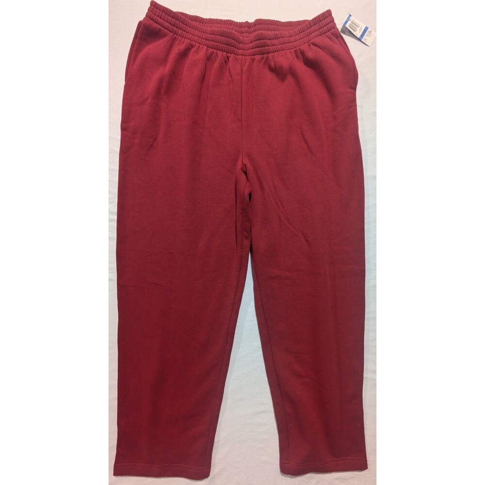 Karen Scott Sport Petites XL Red Fleece Sweatpants Elastic Waist NWT